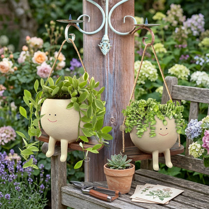 Smiling Face Swing Planter for Indoor Plants
