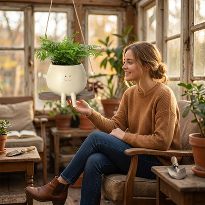 Smiling Face Swing Planter for Indoor Plants
