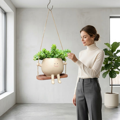 Smiling Face Swing Planter for Indoor Plants